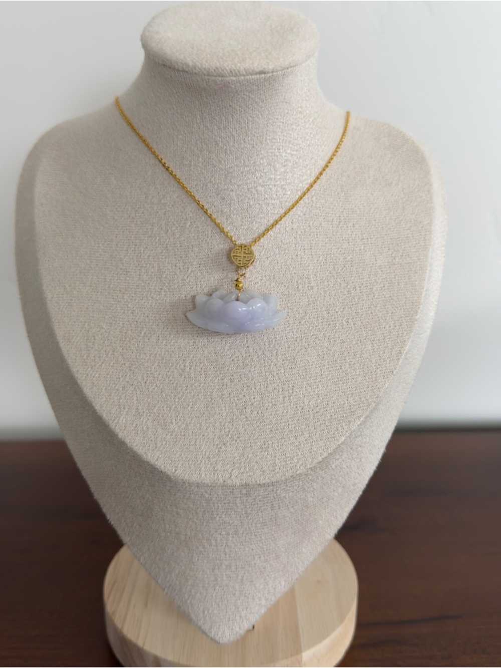 Lotus Flower - Certified Grade A Burma Jade Lotus Flower Pendant Necklace